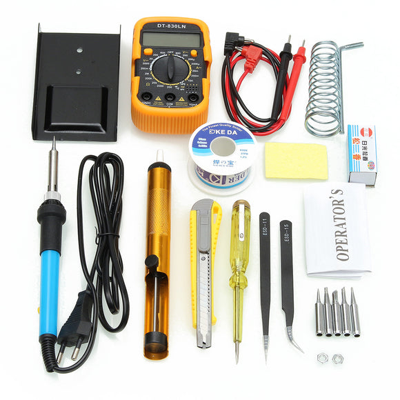 110V/220V 60W Adjustable Temperature Welding Solder Soldering Iron Multi Meters Toolkits