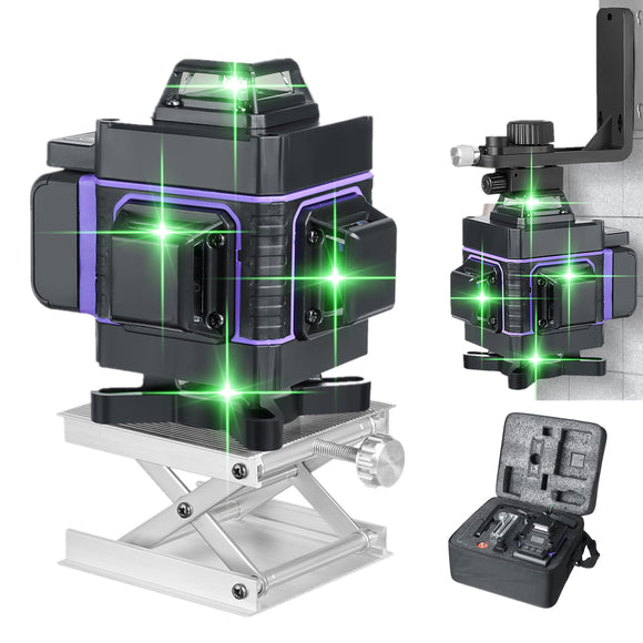 16/12 Lines 4D Green Light Laser Level Tool Vertical Horizontal Line Extension Self-leveling Measure Tool