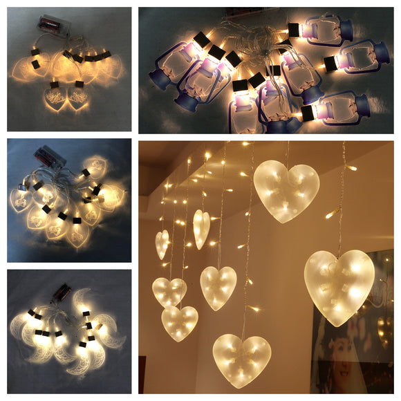 Waterproof LED String Light Ramadan Heart Moon Pendant Lamp Decor