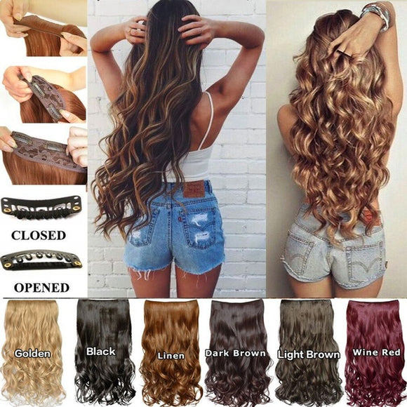 6 Colors Fiber Extension Clips Curly Wavy Hair Wig