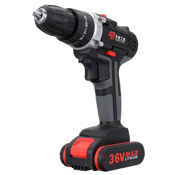 36V Cordless Lithium Eletric Drills Impact Power Drill Double Speed W/ Accessories