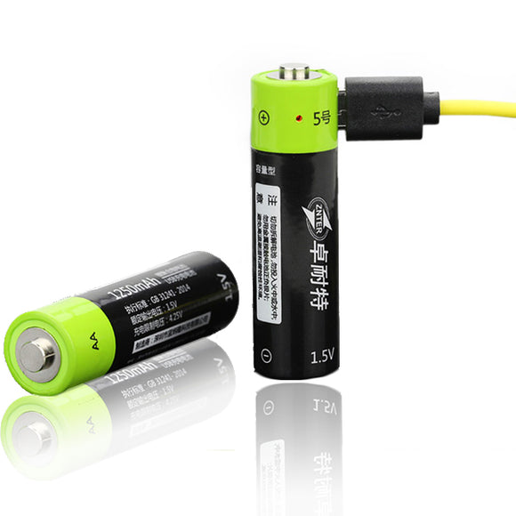 ZNTER 1.5V 1250mAh USB Rechargeable  AA Li-Po Battery