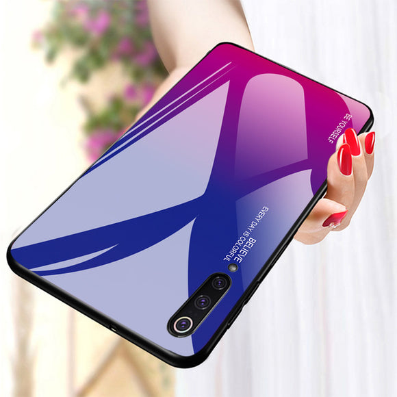 Bakeey Gradient Color Tempered Glass + Soft TPU Back Cover Protective Case for Xiaomi Mi9 / Mi 9 Transparent Edition