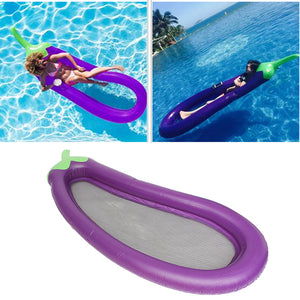 IPRee 250x100CM PVC Inflatable Mat Giant Eggplant Lounge Float Bed Raft Swimming Pool Toy