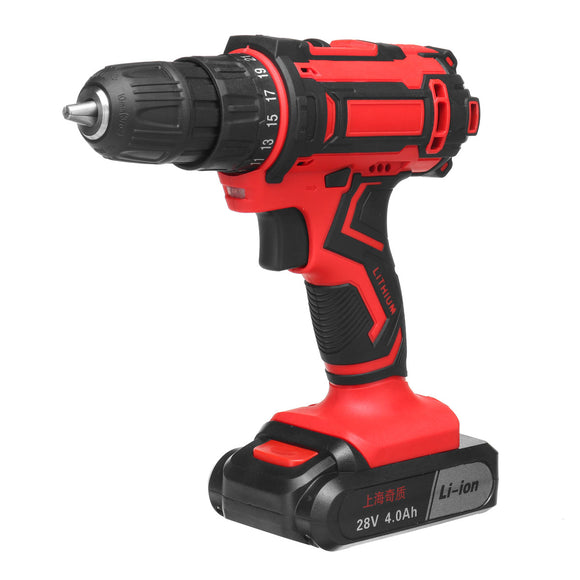 25+1 Torque Stage 28V Cordless Drill Rechargeable 4000mAh Lithium Power Drills 3/8 Inch Chuck