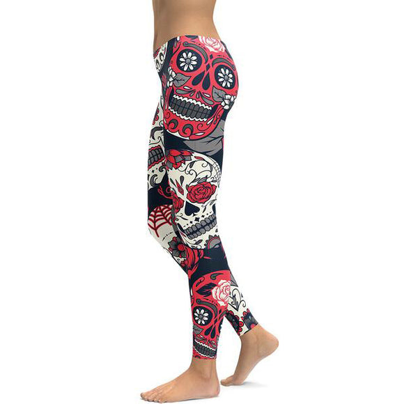 Women Winter High Elastic Skeleton Skull Halloween Pattern Digital Printing Fitness Yoga Pants