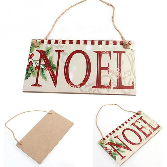 Christmas Party NOEL Wooden English Word Listing Rectangle Hanging Wall Sign Decorations