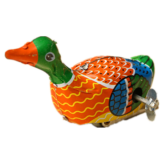 Retro Vintage Clockwork Metal Floating Duck Goose Wind Up Tin Toys