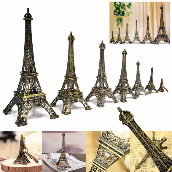 Bronze Tone Paris Eiffel Tower Figurine Statue Vintage Model Decor Alloy 4 Sizes