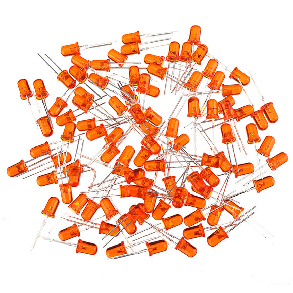 100pcs 5mm LED Orange Light-emitting Diode Feet Long 16-18mm DIP Led Diode Orange Colour
