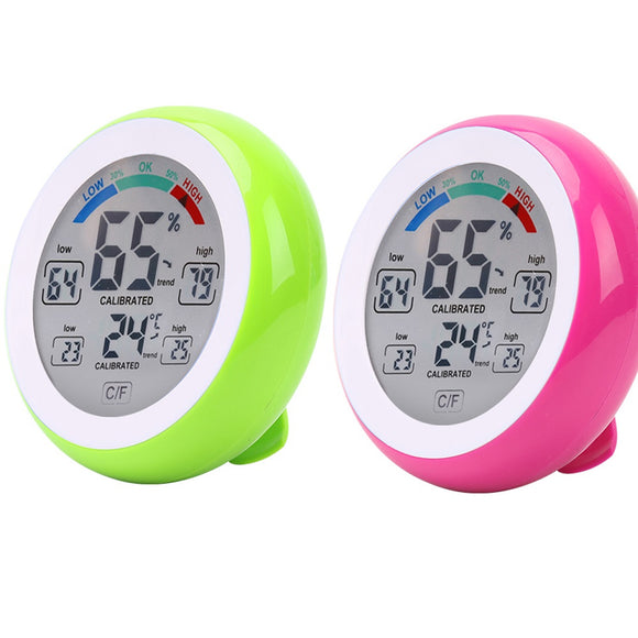 ECSEE 2pcs DANIU Green+Rose Multifunctional Digital Thermometer Hygrometer Temperature Humidity Meter Touch Screen Multicolor Min Value Trend Display / Big Clearance