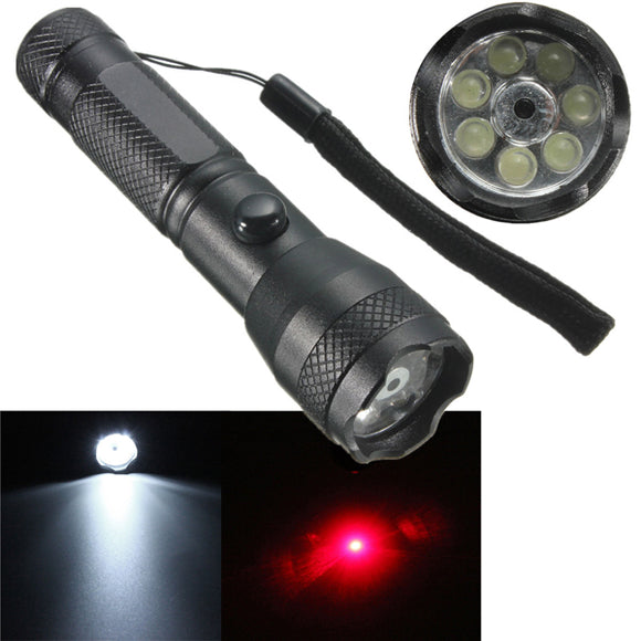 2-in-1 7LED 1W Portable Laser Pointer + LED Flashlight AA