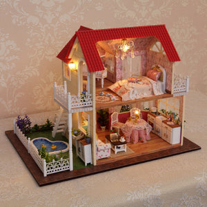 Cuteroom DIY Wooden Dollhouse Princess Room Handmade Decorations Birthday Gift