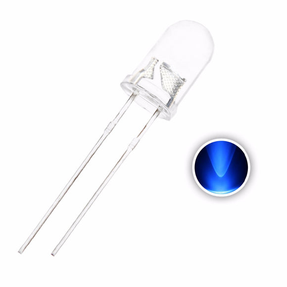 100pcs Blue LED Diode Super Bright Round Through Hole Transparent 5mm Emitting Lamp Electronics Components