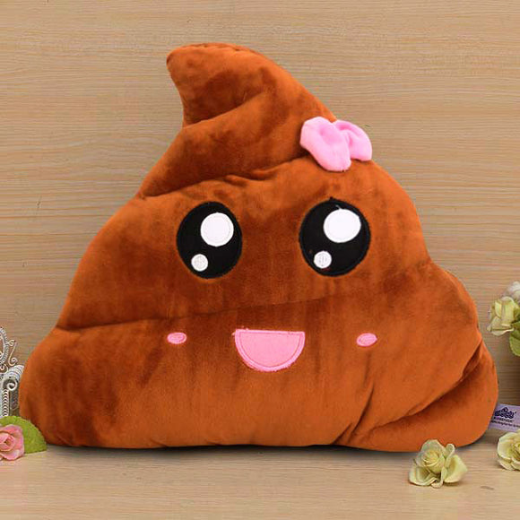 Funny Emoji Poo Shape Bowknot Stuffed Throw Pillow Bed Sofa Chair Cotton Cushion