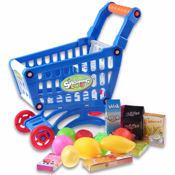 Mini Shopping Cart With Full Grocery Food Toy Fun Prentend For Kids