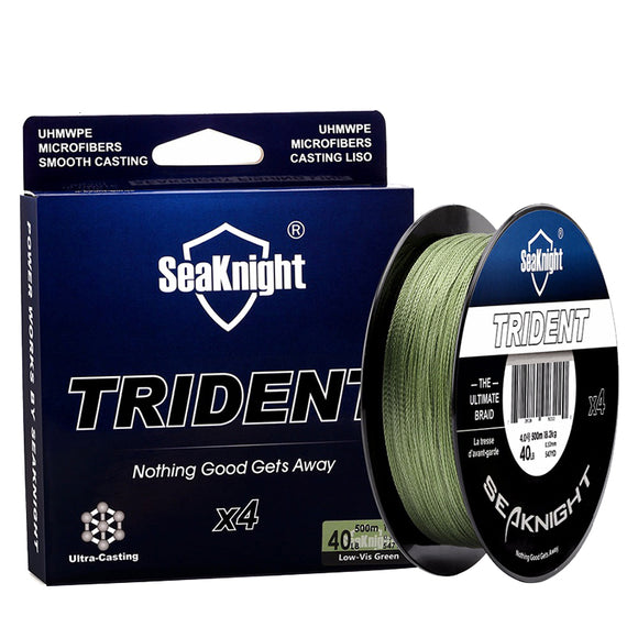SeaKnigt TRIDENT 500M 15-60LB 4 Strands PE Braided Fishing Line Super Strong Fishing Rod Wire