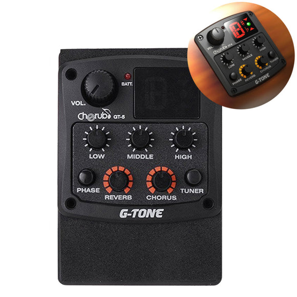 Cherub GT-5 3-Band EQ with Built-in Chromatic Tuner Pickup Small Size
