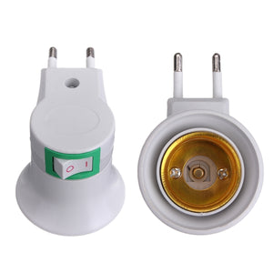 E27 LED Light Male socket to EU Type Plug Adapter Converter On-off Control Switch
