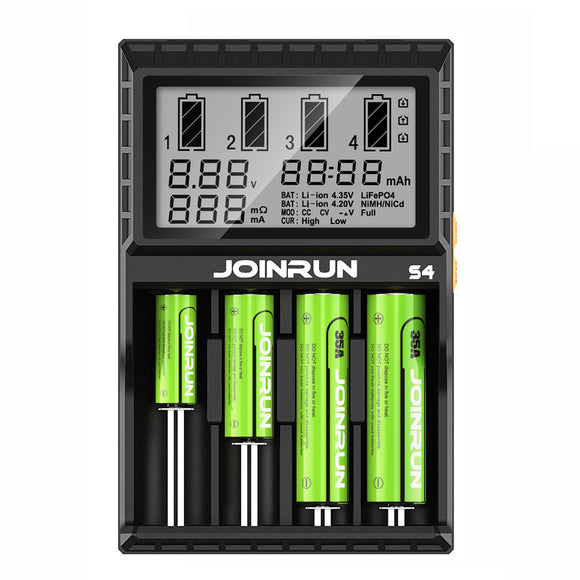 Joinrun S4 Battery Charger 18650 14500 16340 26650 AAA AA DC 12V Smart Battery Charger LCD Screen Intelligent Charger With EU/US Plug