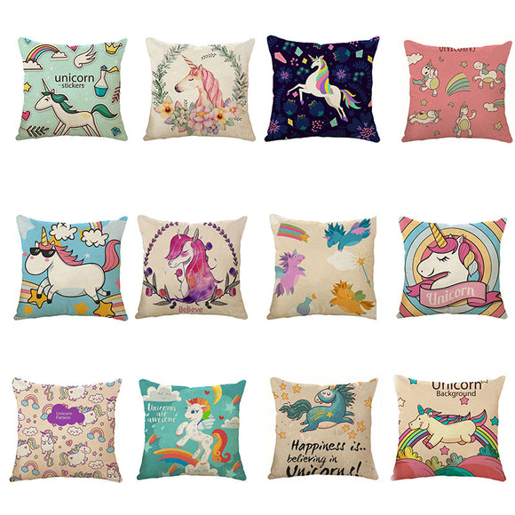 Honana 45x45cm Home Decoration Cartoon Unicorn Animal Square 12 Optional Patterns Pillow Case
