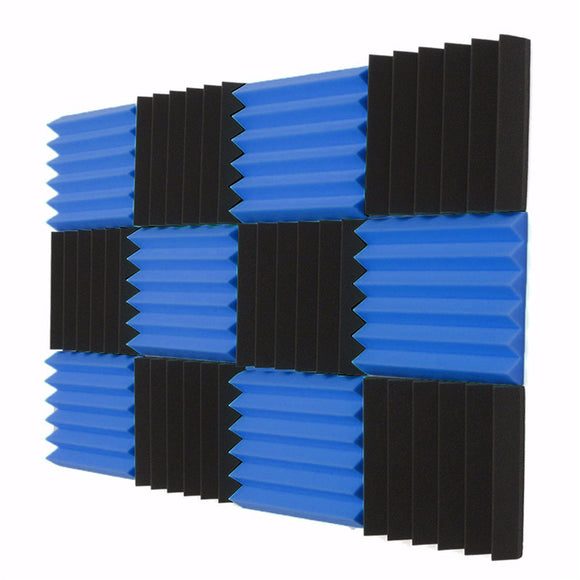 12 Pcs Black Blue Pyramid Acoustic Soundproofing Foam Tile Studio Panel 2x12