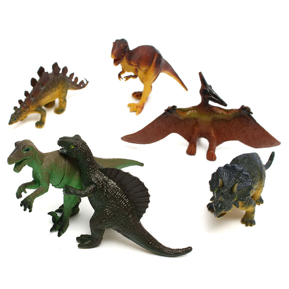 DINOSAUR AGES 6 pcs Set Tyrannosaurus Stegosaurus Triceratops Model Kids Toy