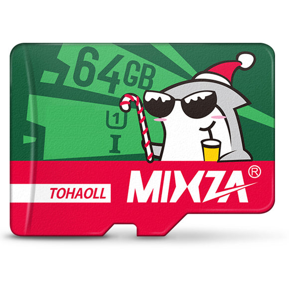 Mixza Christmas Shark Limited Edition 64GB U1 Class 10 TF Micro Memory Card for DSLR Digital Camera TV Box MP3