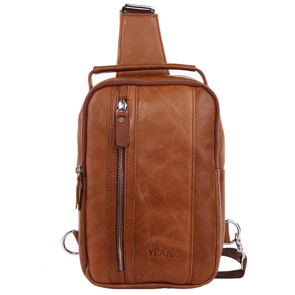 Multifunctional Genuine Leather Vintage Chest Bag Cowhide Retro Crossbody Bag