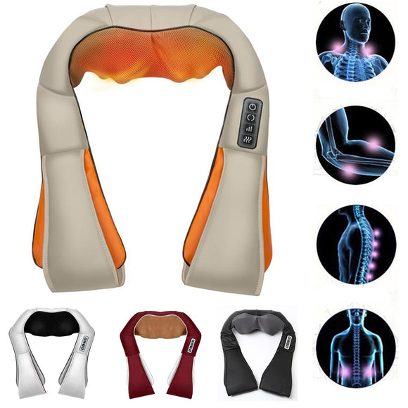 Global Vlotage 4 Buttons Upgraded Shiatsu Kneading Neck Back Waist Electric Massager Office Relax
