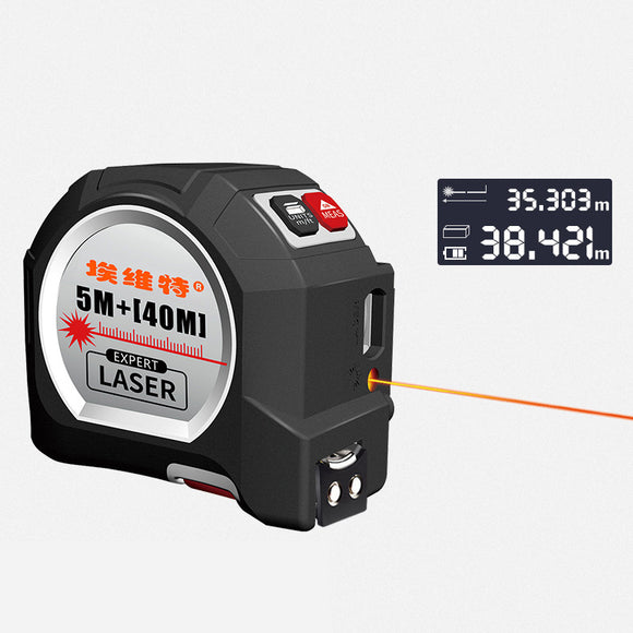 2 in 1 40M+5M Laser Range Finder Electronic Tape Measure Laser Measurement Intelligent Tape Measure Multi-function High-precision Digital Display Range Finder Distance Meter