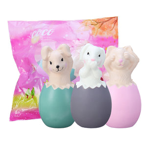 13CM Squishy Rabbit Bunny Eggs With  Fancy Bag Christmas Gift Squeeze Toy