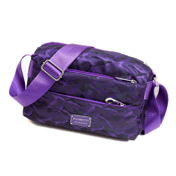 Women Camouflage Printing Shoulder Bags Multi Zipper Pockets Crossbody Bags Messenger Bags