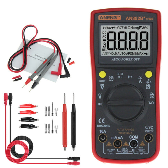 ANENG AN882B+ True RMS Digital Multimeter 6000 Counts With Auto Range Backlight  Data Hold AC/DC Vol