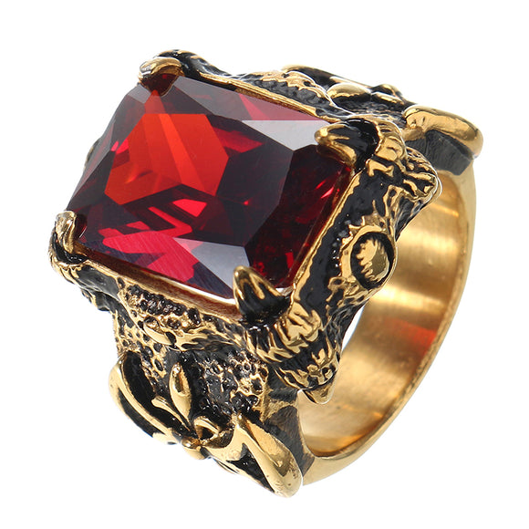 Vintage Style Stainless Steel Ring Fashion Zircon Gothic Men's Ring Gift for Men