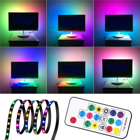 1M 2M 3M  WS2812 SMD5050 Black PCB Non-waterproof USB LED Strip Light+17 Keys Remote Control DC5V