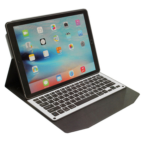 Undetachable Aluminum Alloy bluetooth 3.0 Keyboard PU Leather Kickstand Case For iPad Pro 12.9