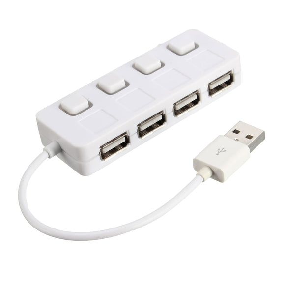 USB Type A Male to USB 2.0 4 Ports Charging Hub For Smart Phone Tablet White