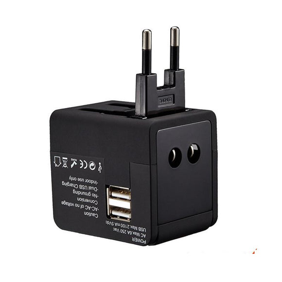 YICHEN TR-148 Universal International Power Plug USB 2.1A Adapter Wall AC Adapter Worldwide Travel Power Plug Conversion Socket Dual USB Adapter