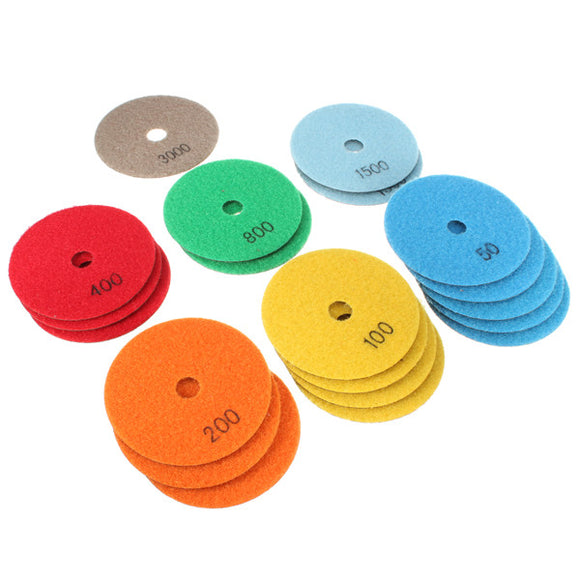 20pcs 4 Inch 50-3000 Grit Diamond Polishing Pads for Granite Stone Concrete Marble