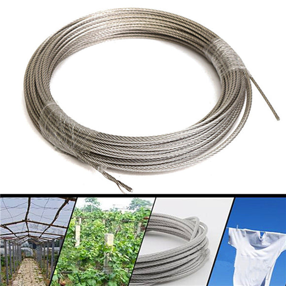 304 Stainless Steel 3mm Diameter Cable Wire Clothes Cable Line Wire Rope Length 30M