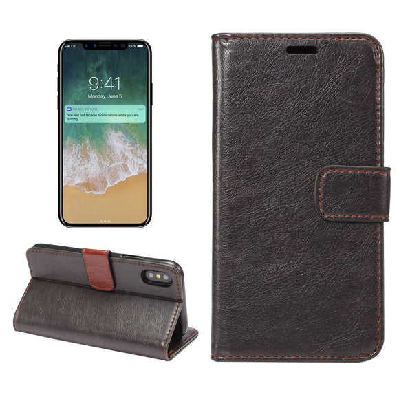 Bakeey Magnetic Flip Wallet Card Slot Kickstand Protective Case for iPhone X