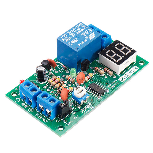 JK12-A 12V Time Adjustable Relay Module with LED Digital Tube Dynamic Display Countdown Single Chip Relay