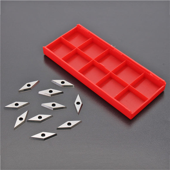 10Pcs Diamond Shape 10mmx28mm Carbide Inserts For Wood Turning Tools