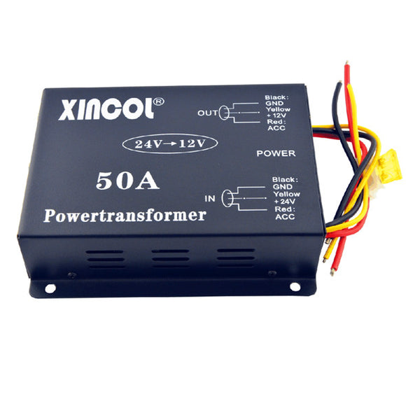 Vehicle Car DC 24V to 12V 50A Power Supply Transformer Converter with Dual Fan Regulation