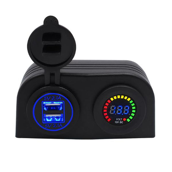 CS-489H1 4.2A Dual Usb Car Charger Color Screen Volt Meterr Battery Voltage Detection