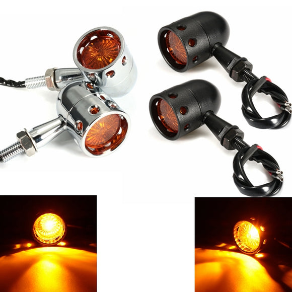 Pair 12V Motorcycle Amber Turn Signal Indicator Light Hollow Lamp For Harley