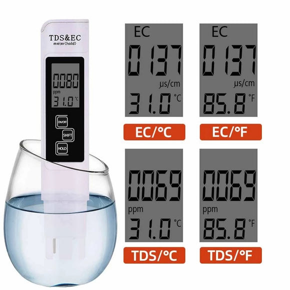 3 In 1 LCD Digital TDS EC Temperature Water Quality Test Pen 0-999PPM Water Purifier Household Tap Water Testing Instrument