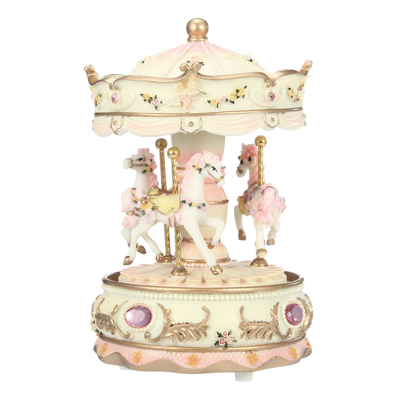 7 Colors LED Flash Light Horse Classic Merry-Go-Round Carousel Music Box Birthday Gift