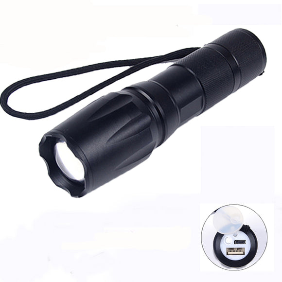 Elfeland XM-L T6 2000LM 3Modes USB Rechargeable Zoomable LED Flashlight 18650/AAA